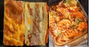 New Moussaka with Lean Mince and Sweet Potato Bake 28.9G Carbs 19.5G Cal 340