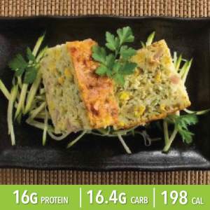 Zucchini Slice with Maple Bacon and Corn Protein