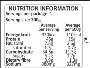 NEW Chicken with Satay Sauce and Rice Protein 45G Carbs 34.5G Cal 330