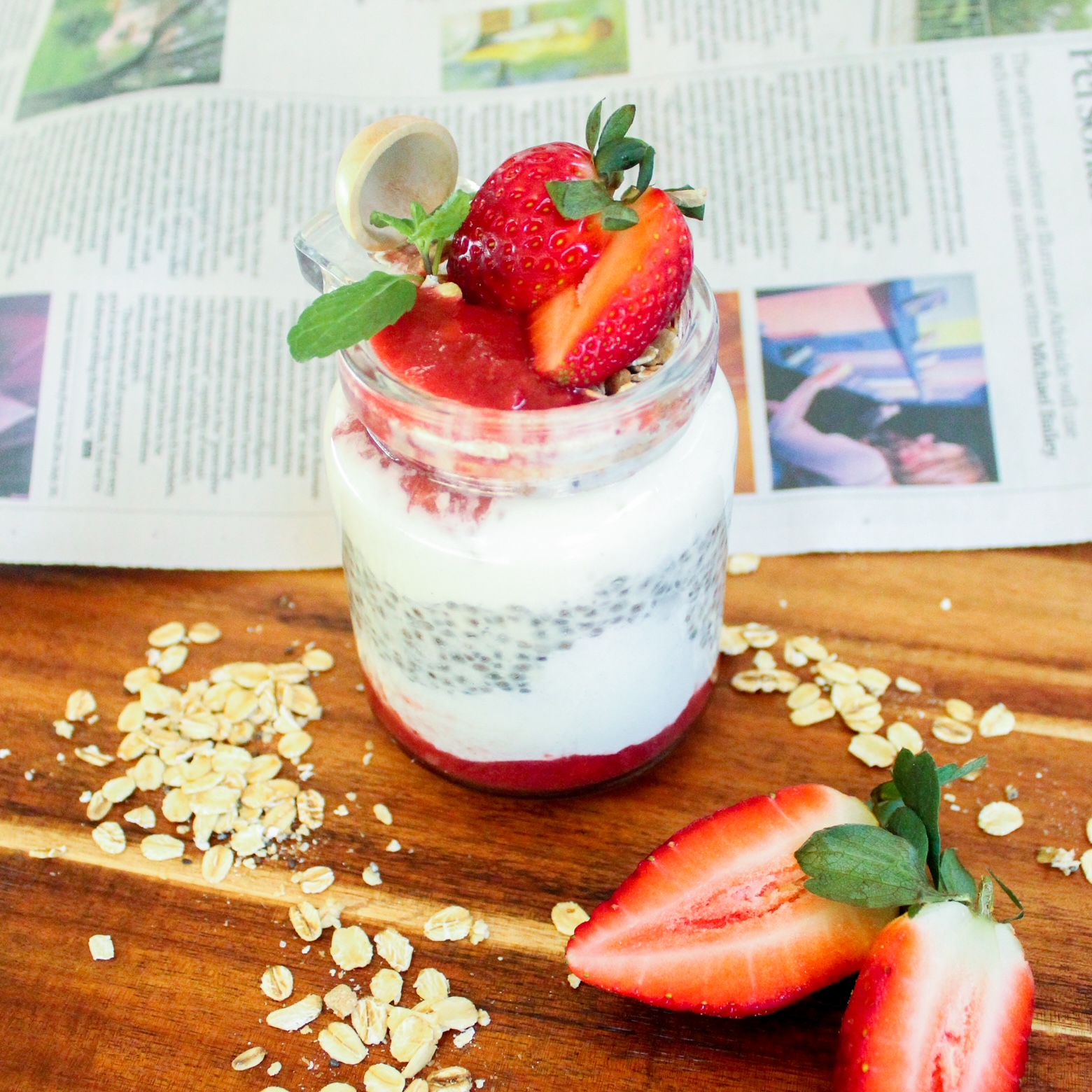 Chia Bowl Trifle with Strawberry, Rhubarb and Granola Protein 10.4G ...